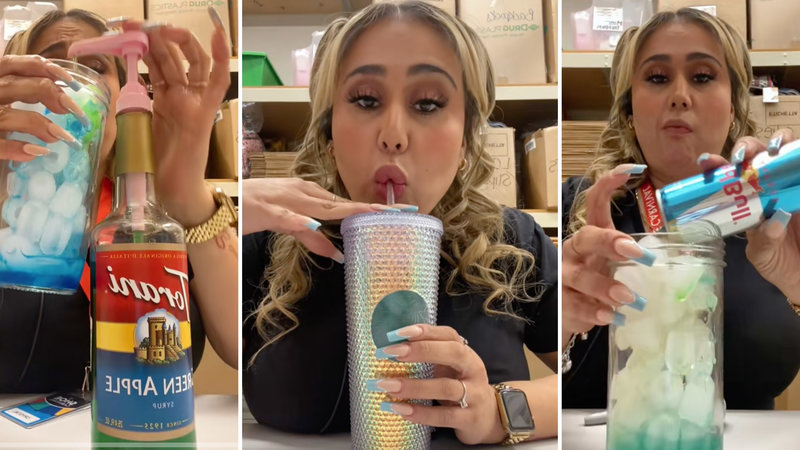 Crystalynn_8 Making a Red Bull Drink viral video image examples.