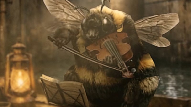 TikTok Farlands / Fat Bee Playing Violin meme and image example.