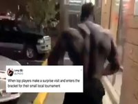 Muscular Man Entering Restaurant