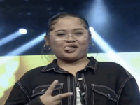 Girl crying after winning TV show then sticking her tongue out