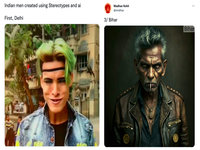 two parodies of Indian men being generated as images by AI