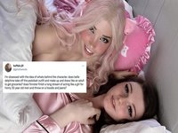 Finn and Belle Delphine in bed, a tweet commenting on the possibility of a collaboration between them.