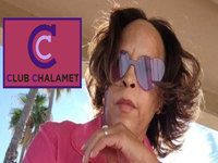 A photo of Simone Cromer next to the Club Chalamet logo.