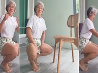 Athletic Grandmother Showing Off Good Knees / ChulaChumkong Good Knees Challenge image examples.