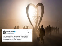 Burning Man Orgy Dome image and tweet example.