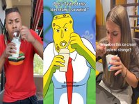 This Ice Cream Tastes Weird trend and meme examples.