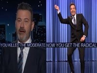 You Killed the Moderate Now You Get the Radical meme depicting Kimmel and Fallon.
