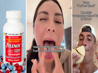Chugging Tylenol TikTok Trend image examples.