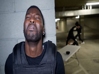RDCWorld Security Guard Scared of Getting Jumped GIF image example.