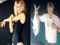 Girl Stretching Guy Holding Fish Pose Reference meme.