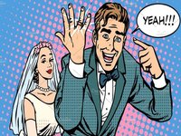 Groom Pointing At Wedding Ring Yeah meme.