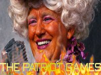 Patriot Games meme example depicting an image of Donald Trump as Effie from The Hunger Games.