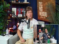 Mmm Bobby meme depicting Theo Von and Bobby Lee on Von's podcast.