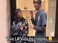 Viva La Vida by Cosplay meme depicting Kai Cenat in an interview.