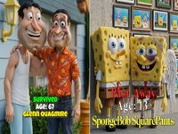 Before vs After Secret Wars meme examples depicting AI images of Quagmire and SpongeBob before and after the Secret Wars.