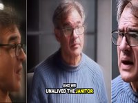 Three images of John Kiriakou talking about his time at the CIA