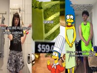 Three examples of the "why buy an expensive matcha cake" meme on TikTok
