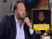 An image of Alex Jones calling LeBron James a vampire.