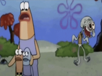 Crazy Squidward meme example.