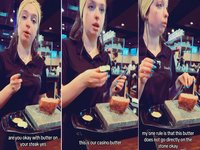 Casino Butter Does Not Go Directly On the Stone / Casino Butter Girl meme and image examples.