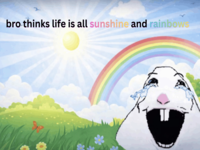 Bro Thinks Life Is All Sunshine And Rainbows meme and image example.