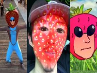 Steven Yeun I'm a Strawberry / Invincible Strawberry Brainrot meme image examples.