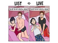 Lust vs Love Comic and meme example image.