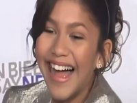 Zendaya Laughing at "Never Say Never" Premiere meme and image example.