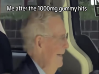 Mitch McConnell Blankly Staring In Car meme and gif example image.