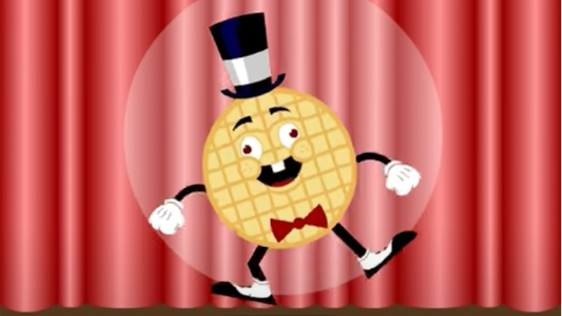 waffle in a top hat dancing