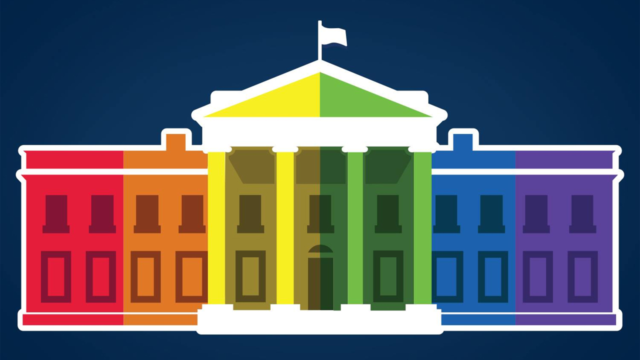 Supreme Court Gay Marriage Ruling white house pride flag image.