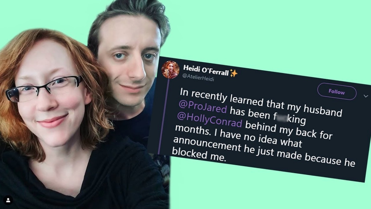 Heidi O'Ferrall
Follow
@AtelierHe1di
In recently learned that my husband
@ProJared has been fbking
@HollyConrad behind my back for
months. I have no idea what
announcement he just made because he
blocked me.