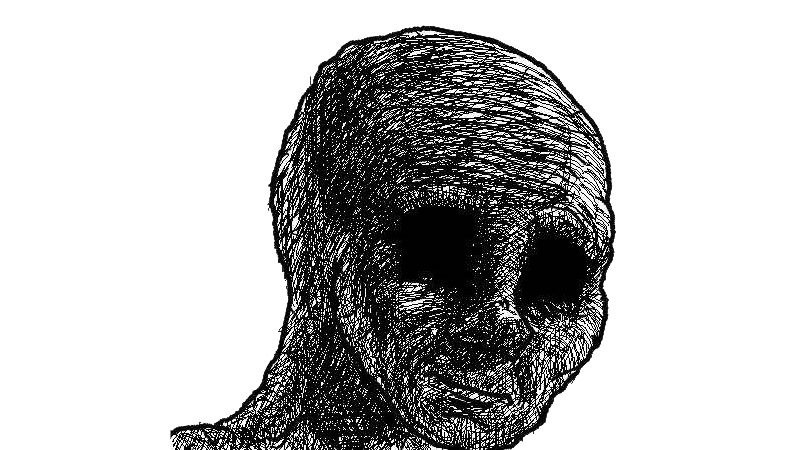 wojak with shadowy eyes