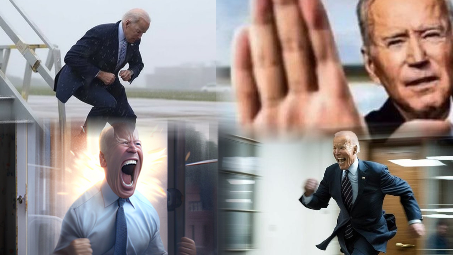 Joe Biden Moveset meme examples depicting the biden shout, bolt and blast, among others.