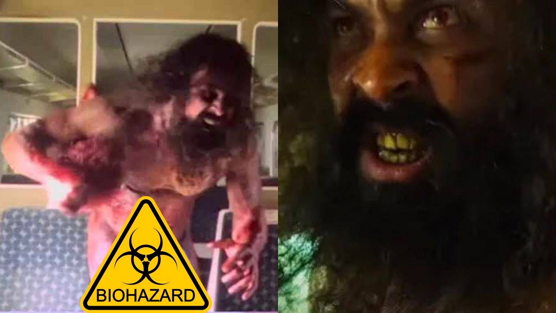 Two images showing the 28 Years Later Alpha zombie.