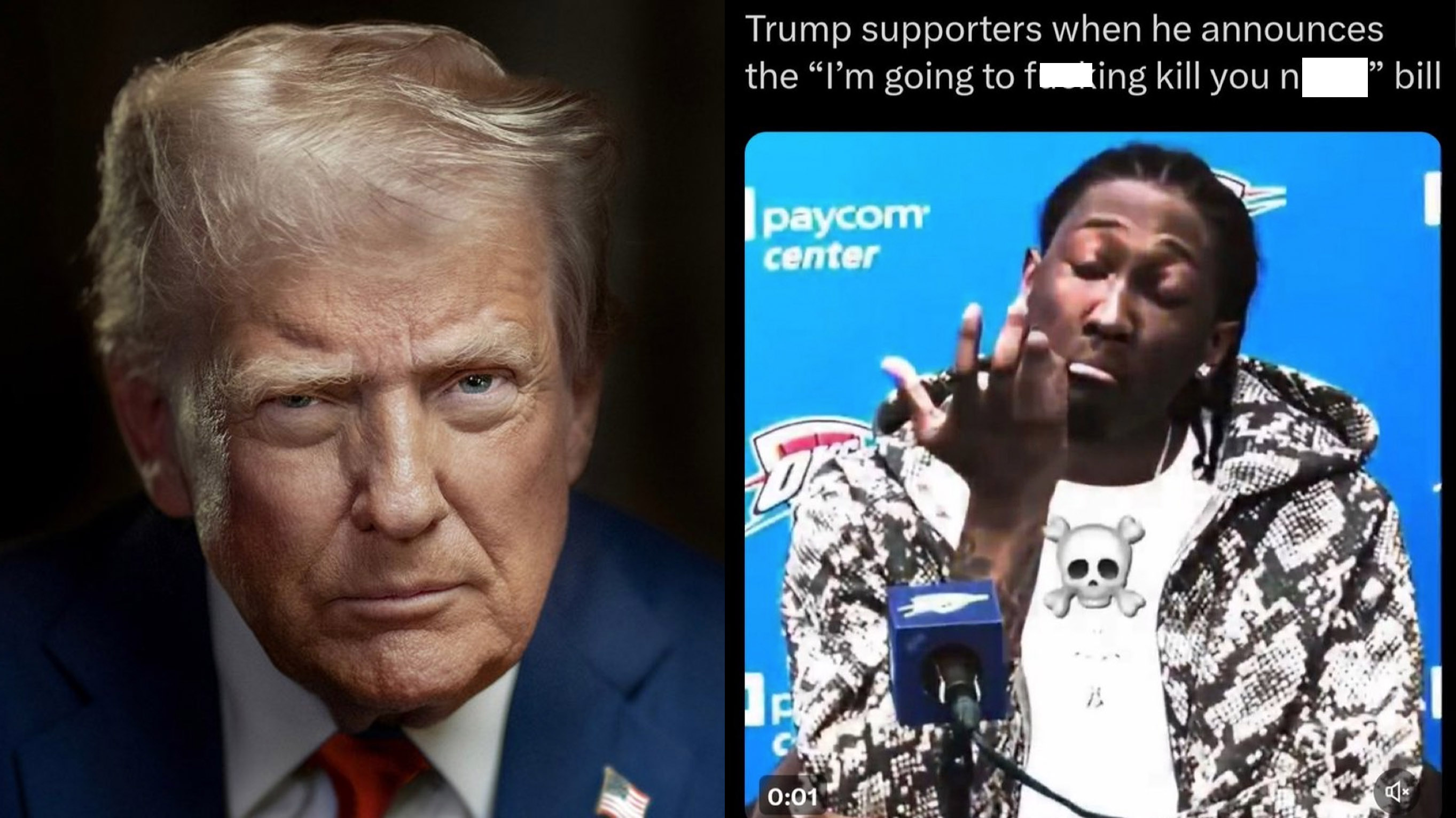 Trump I'm Going To Fucking Kill You Bill meme and image examples.
