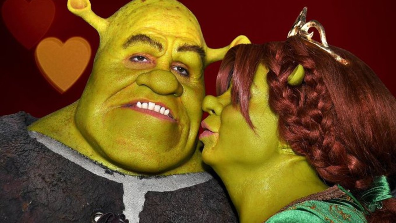 Shrekking / Shrekked slang image example depicting Shrek and Fiona.