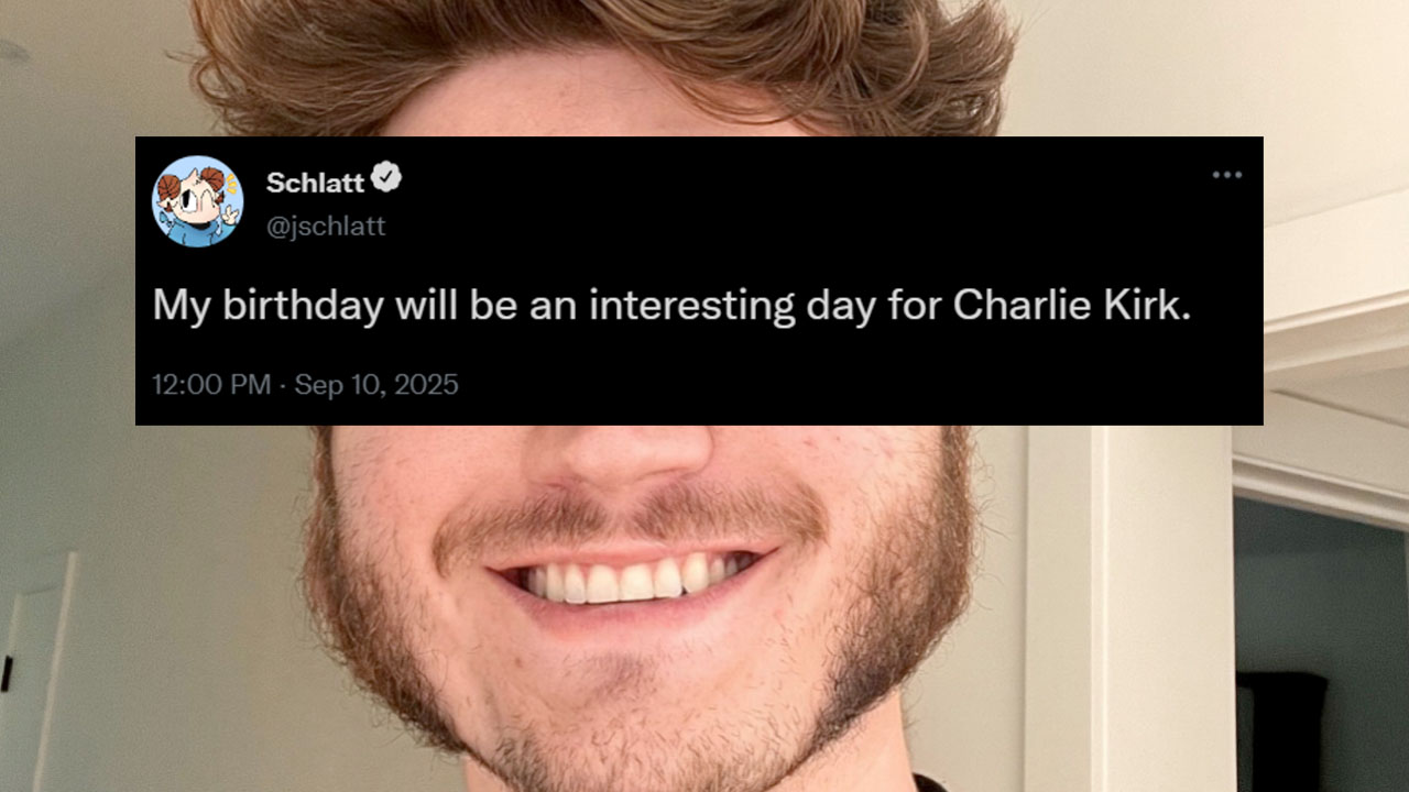 Jschlatt Death Predictions image example depicting a tweet from him just before the shooting of Charlie Kirk.