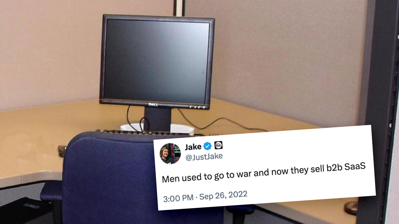 B2B SaaS meme and tweet example.