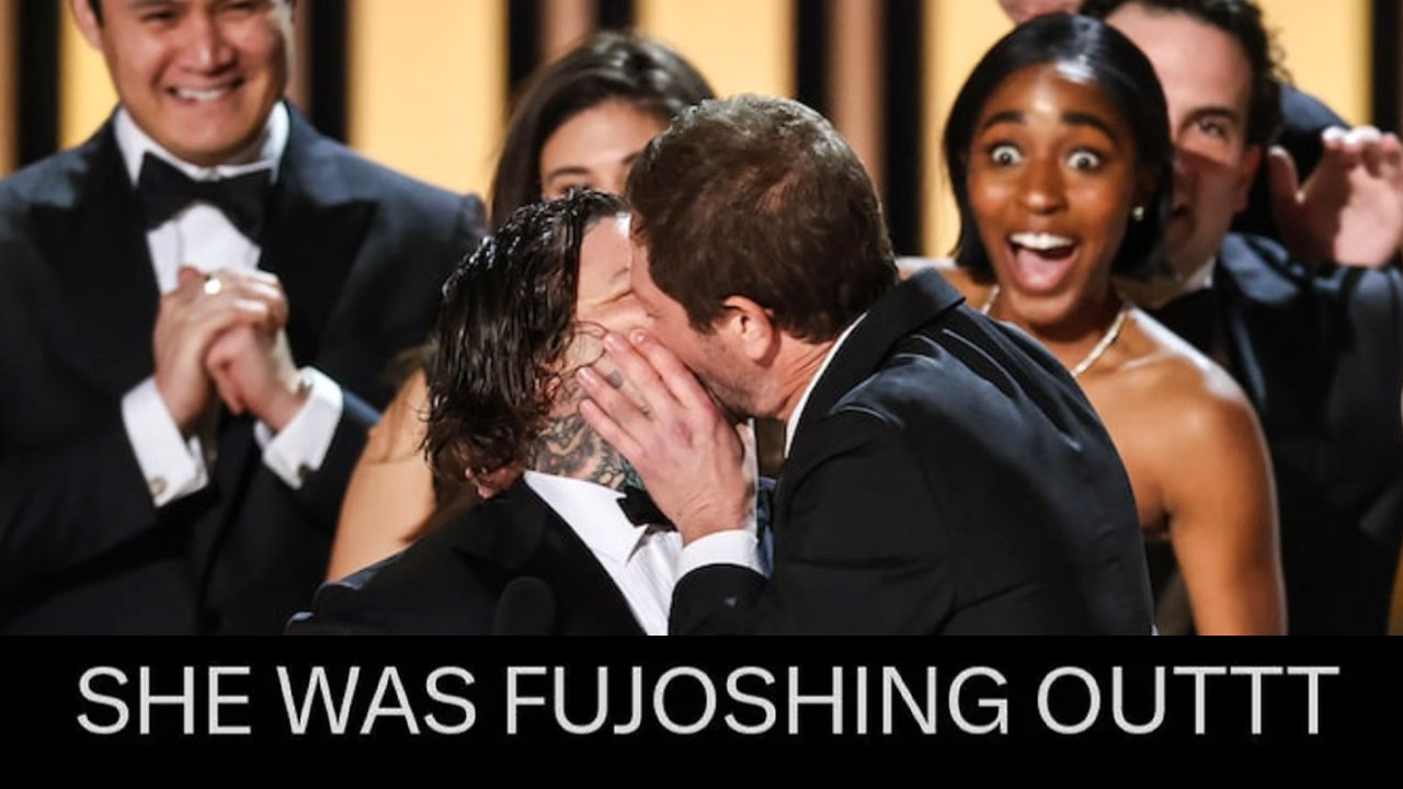 Fujoshing TF Out / Fujo Out meme example.