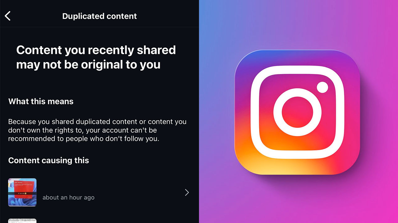 Instagram Duplicated Content Shadowban Wave image examples.
