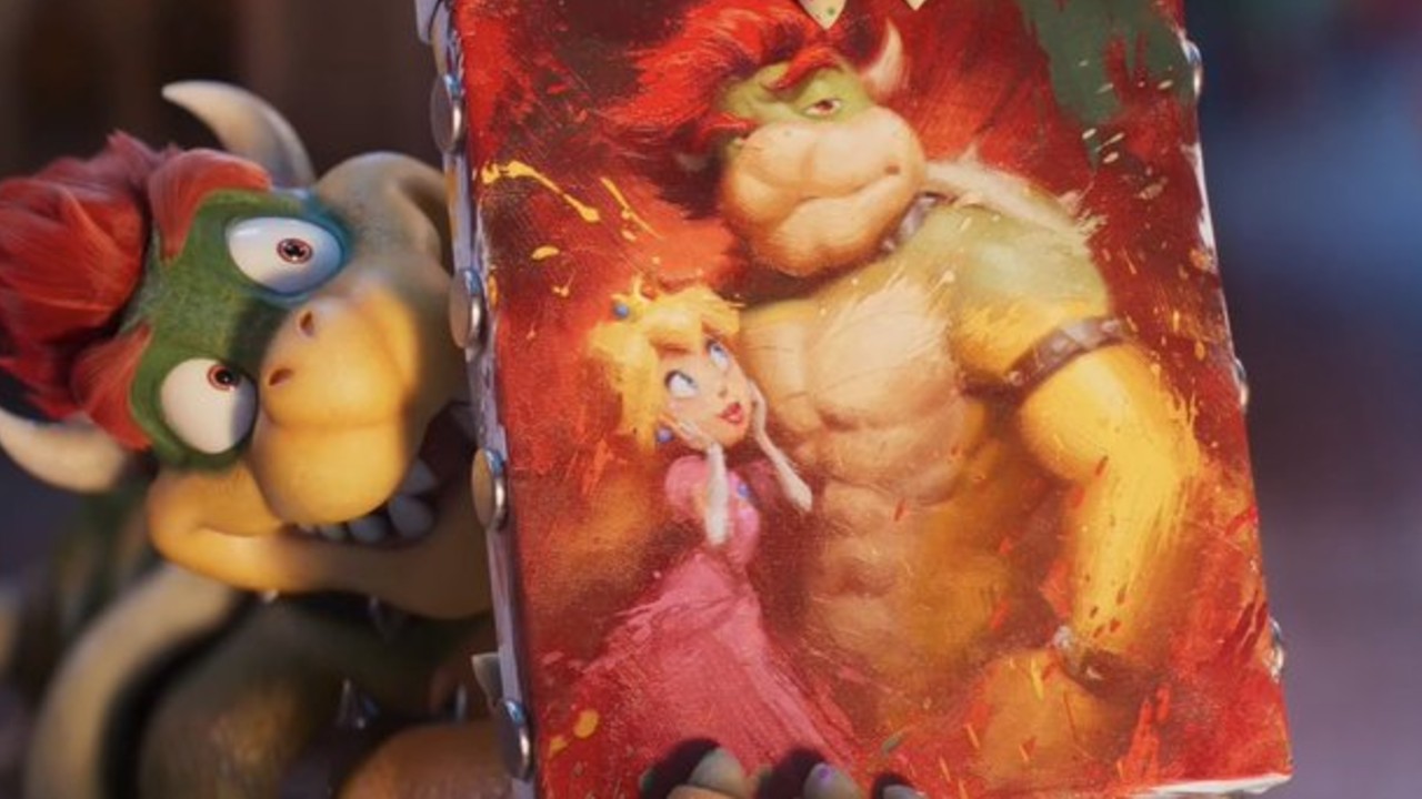 A Slightly Exaggerated Painting Of Bowser And Peach From The 'Mario Galaxy Movie' Becomes A Meme