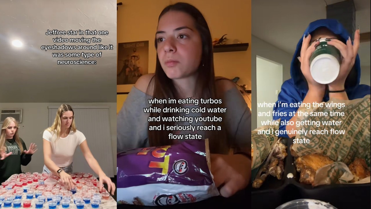 Reach Flow State / Jeffree Star Rearranging Eyeshadow meme examples from tiktok.