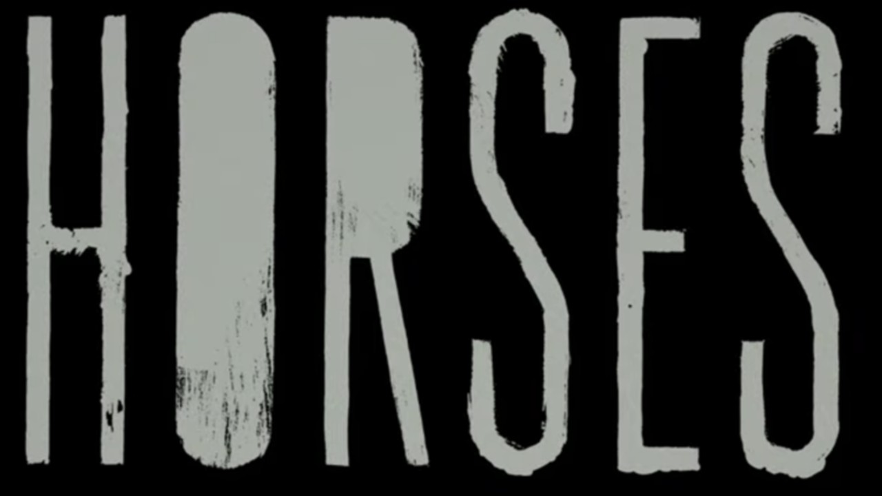 The title card for the horror video game "Horses."