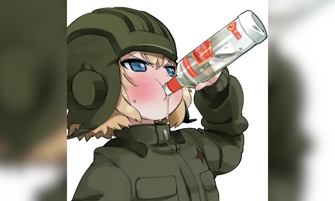 Katyusha Drinking Vodka