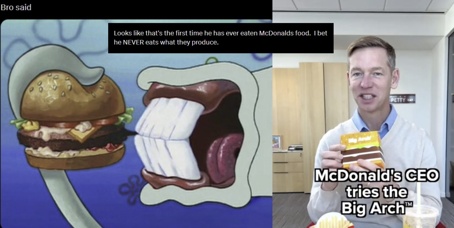 McDonald's CEO Big Arch Burger Test image and meme example.