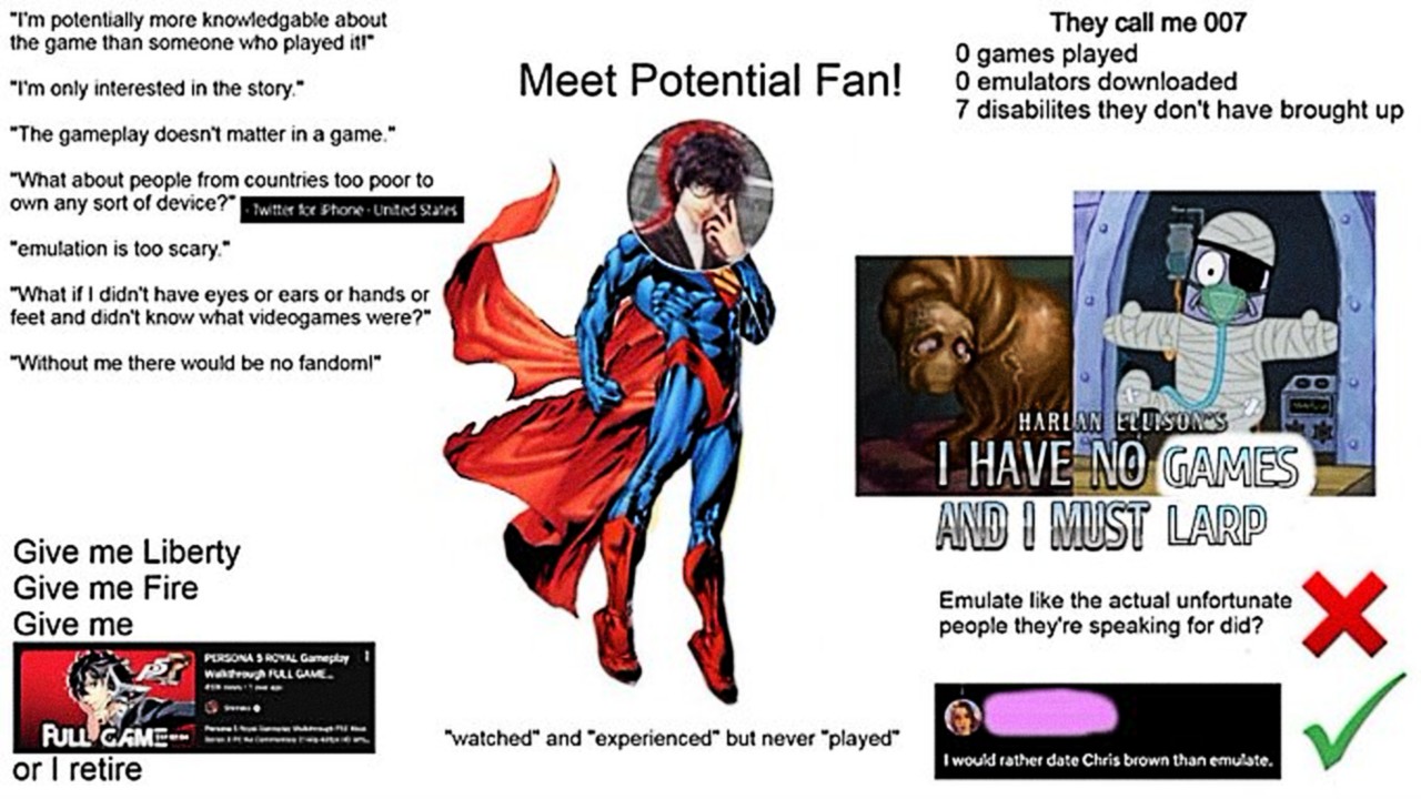 Playing Video Games Is Classist / Watching Video Games Discourse meme and image example.