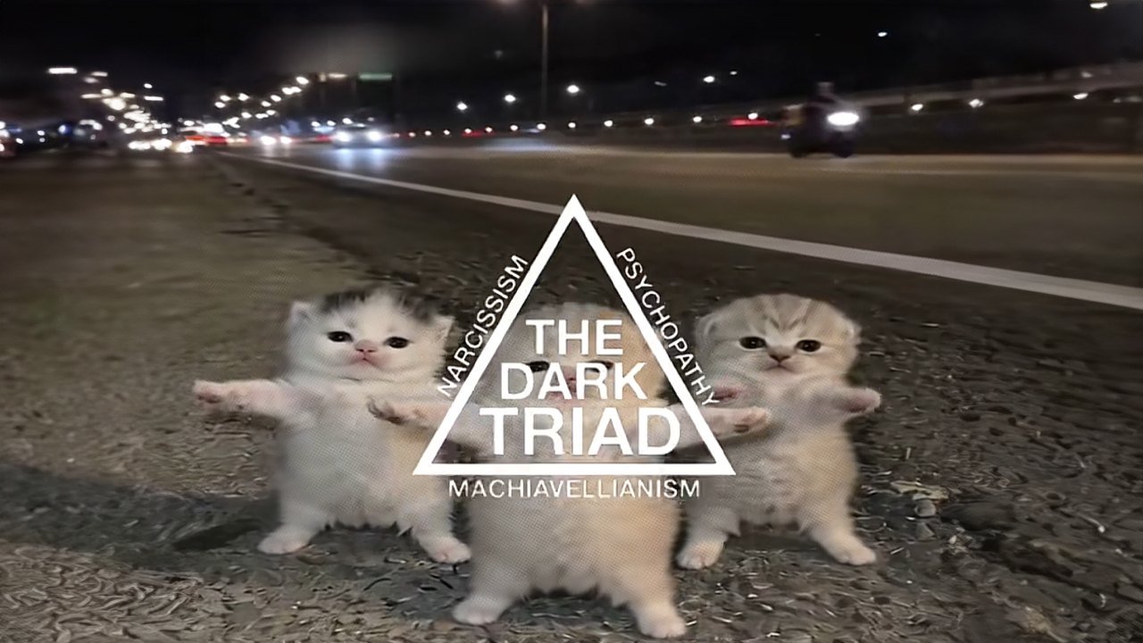 Three Kittens Dancing / The Dark Triad meme and image example.
