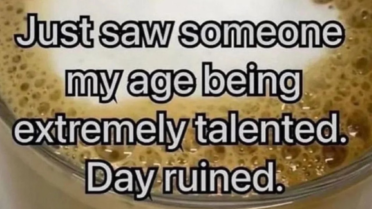 Just Saw Someone My Age Being Extremely Talented Day Ruined meme example image.