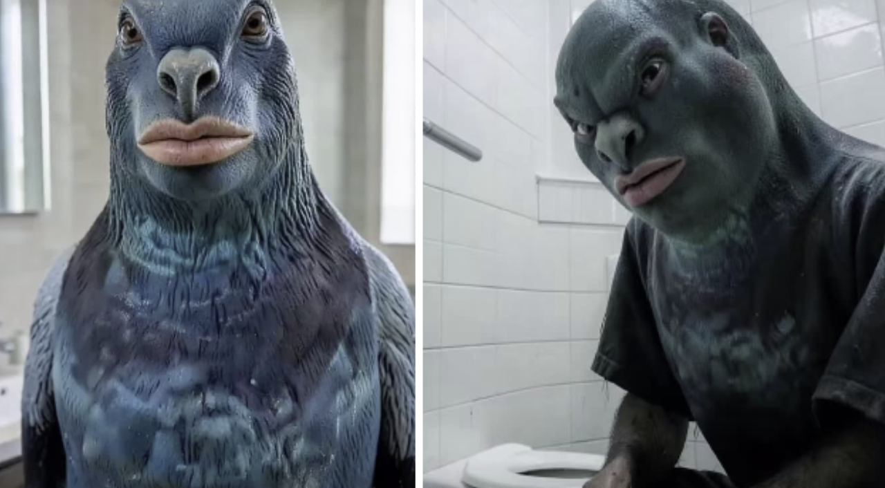Whispering Pigeon meme example images.